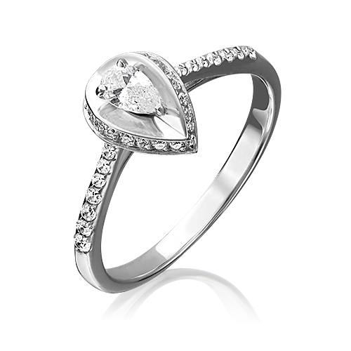 Помолвочное кольцо из белого золота с фианитом 01-4756-00-501-1120-38