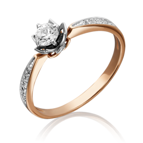 Помолвочное кольцо из комбинированного золота c фианитами 01-4712-00-501-1111-38