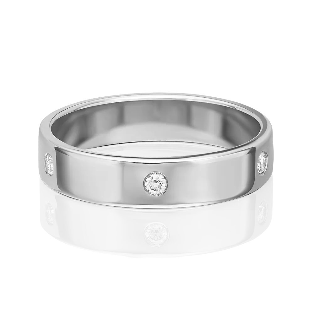 Обручальное кольцо из белого золота с бриллиантами 01-1130-00-101-1120-30