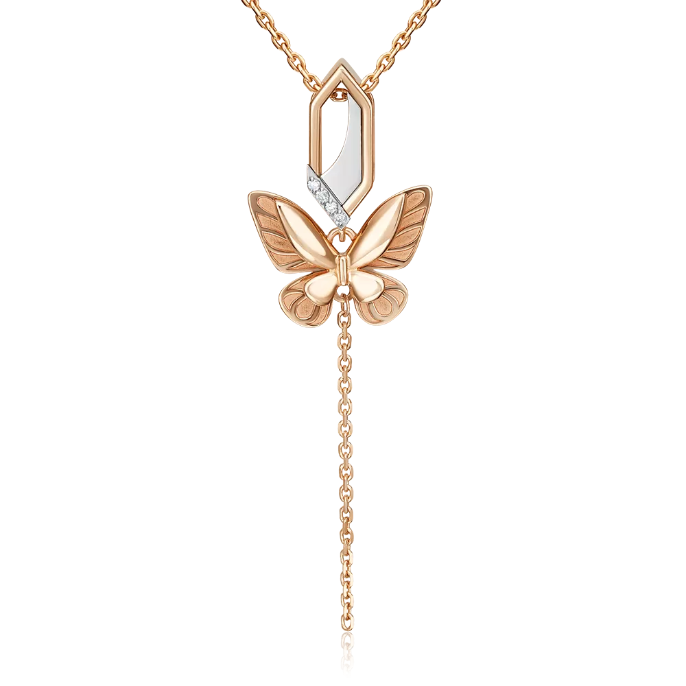 Подвеска «Бабочка. Мгновения красоты» из комбинированного золота с бриллиантами 03-3278-00-101-1111