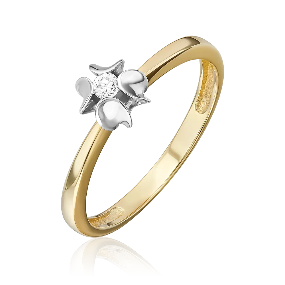 Кольцо из комбинированного золота с бриллиантом 01-5807-00-101-1121