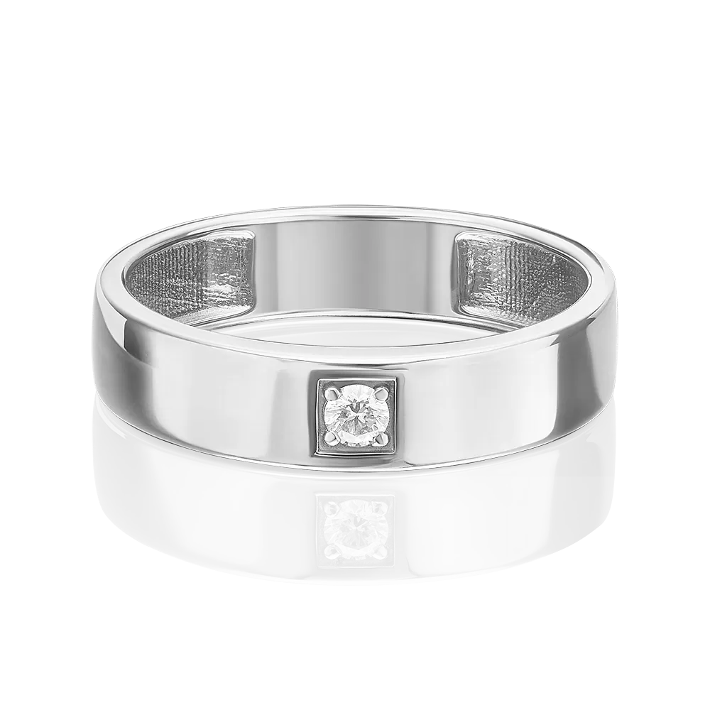 Обручальное кольцо из белого золота с бриллиантом 01-1539-00-101-1120-30