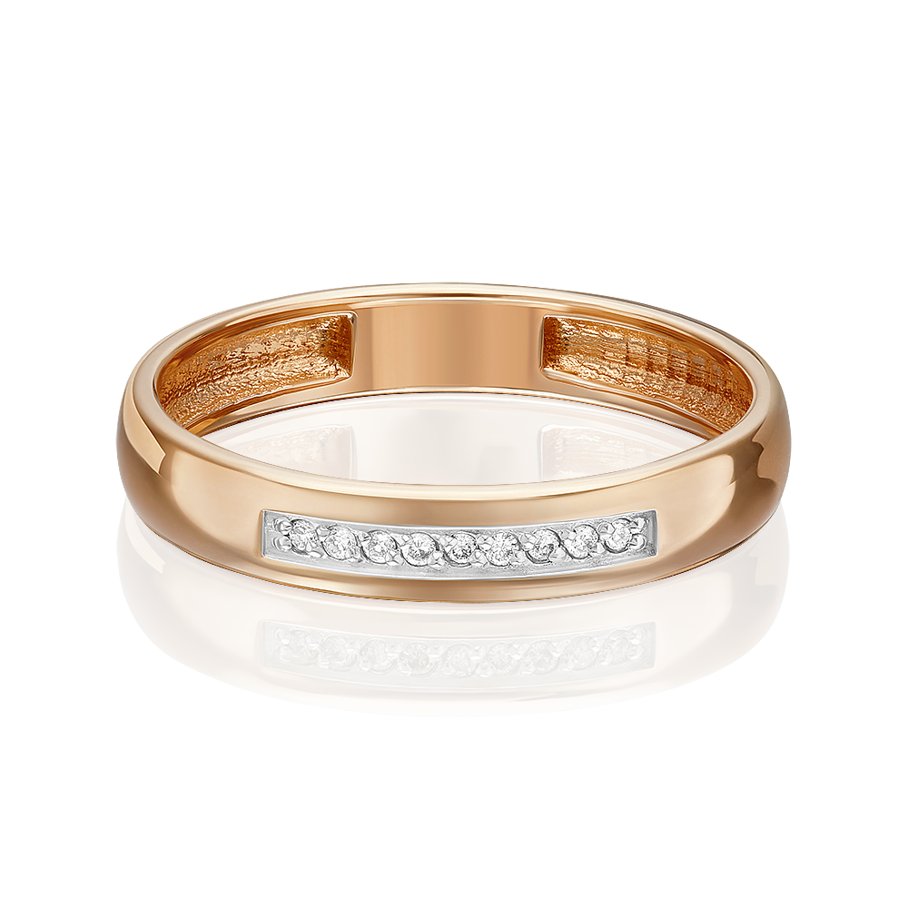 Обручальное кольцо из красного золота с бриллиантом 01-1542-00-101-1110-30