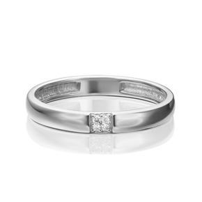 Обручальное кольцо из белого золота с бриллиантом 01-1543-00-101-1120-30
