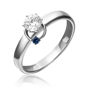 Помолвочное кольцо из белого золота c фианитом и шпинелью синт. 01-5211-00-504-1120-38