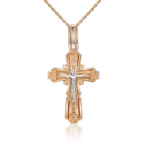 Православный крест из комбинированного золота 03-3158-00-000-1111-42