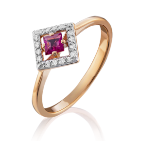 Кольцо из красного золота с рубином и бриллиантом 01-1508-00-107-1110-30