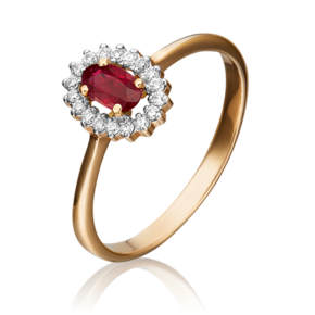 Кольцо из красного золота c рубином и бриллиантами 01-1509-00-107-1110-30
