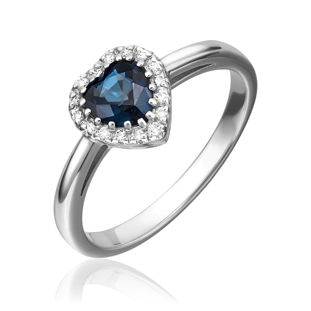 Кольцо из белого золота с сапфиром и бриллиантами 01-1512-00-105-1120-30