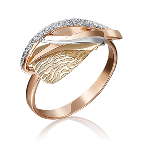Кольцо из комбинированного золота с фианитами 01-5117-00-401-1113-48