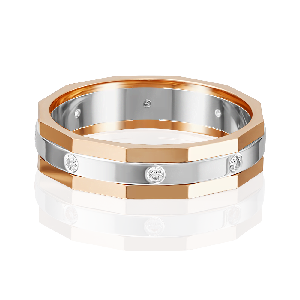 Обручальное кольцо из комбинированного золота c бриллиантами 01-5218-00-101-1111-30