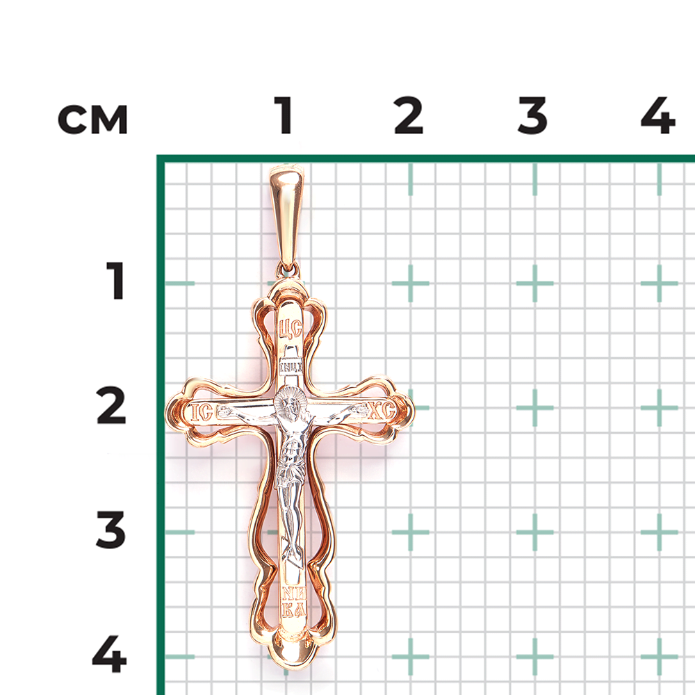 Православный крест из комбинированного золота 03-2981-00-000-1111-42 купить  в интернет-магазине PLATINA