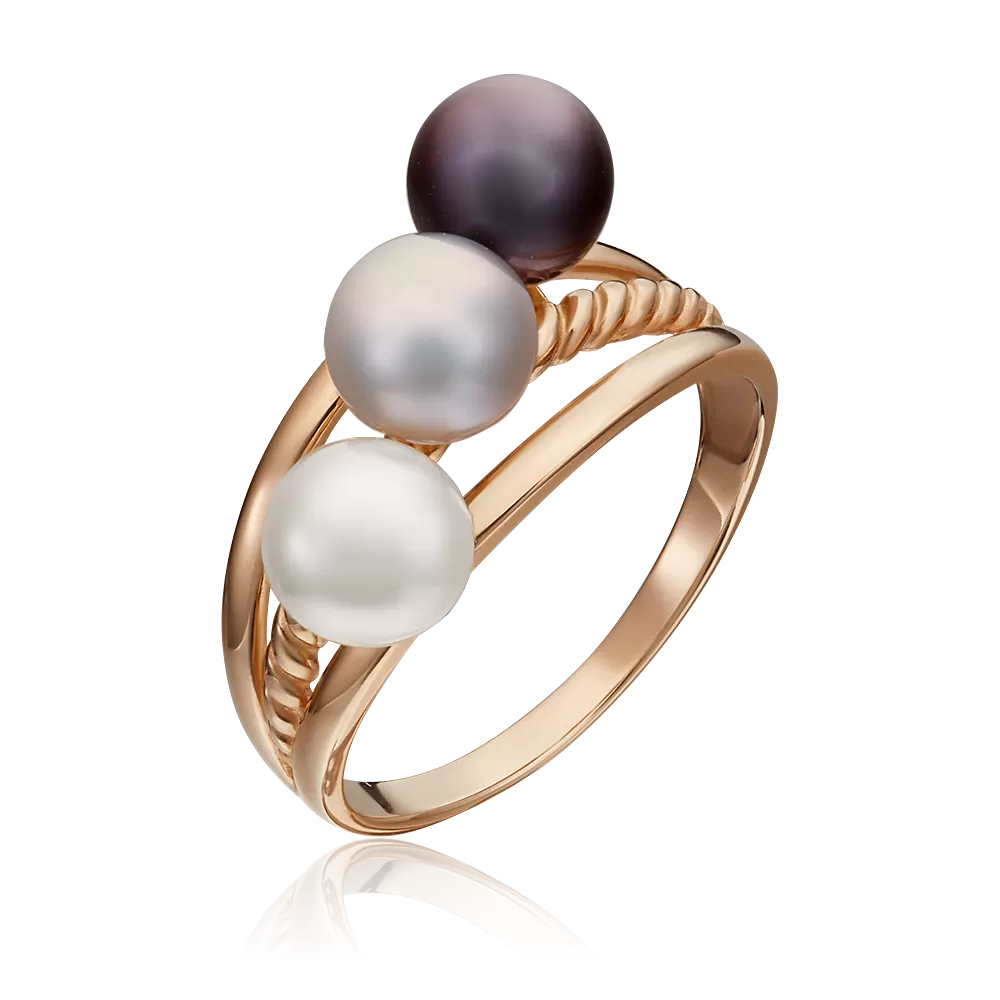 Кольцо из красного золота с жемчугом культивированным 01-5331-01-301-1110-31