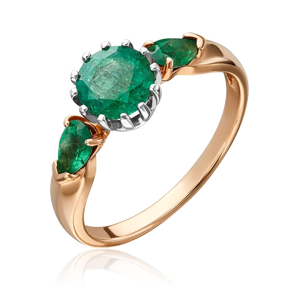 Кольцо из красного золота с изумрудами 01-1145-00-103-1110-30