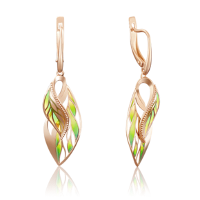 Серьги с английским замком из красного золота c эмалью 02-3959-00-000-1110-48