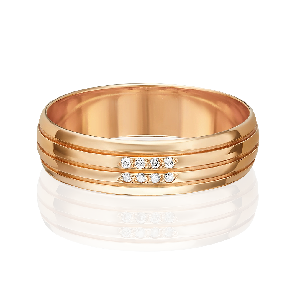 Обручальное кольцо из красного золота с бриллиантами 01-1239-00-101-1110-30