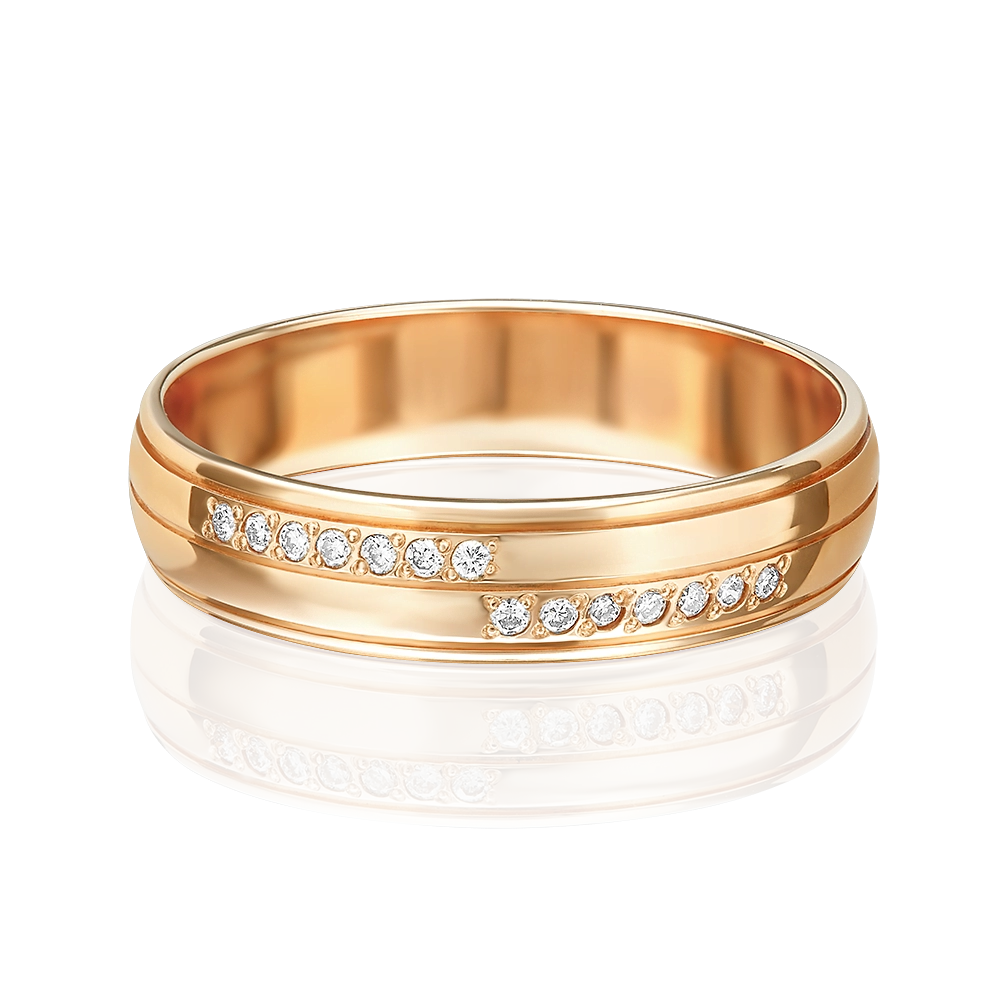 Обручальное кольцо из красного золота с бриллиантами 01-1241-00-101-1110-30