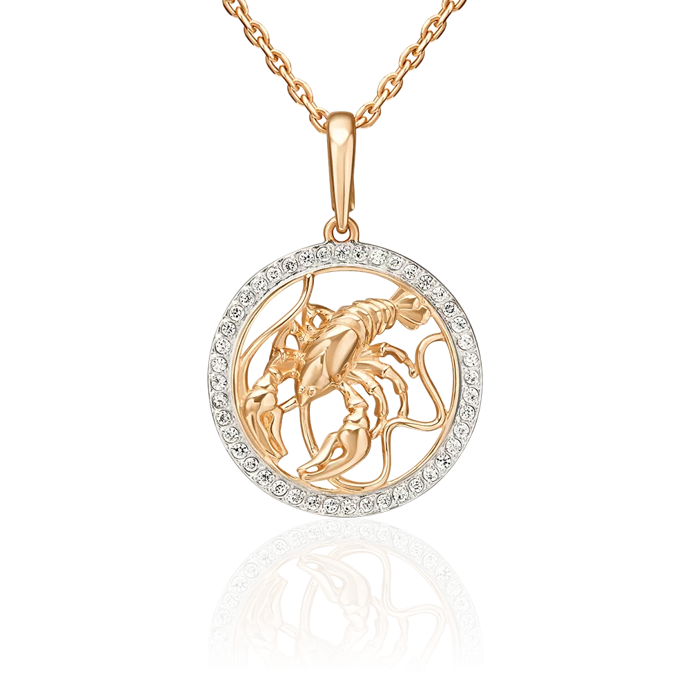 Подвеска «Знак зодиака Рак» из красного золота с фианитами 03-3641-03-401-1110