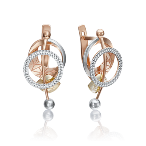 Серьги с английским замком из комбинированного золота 02-4171-00-000-1140-65