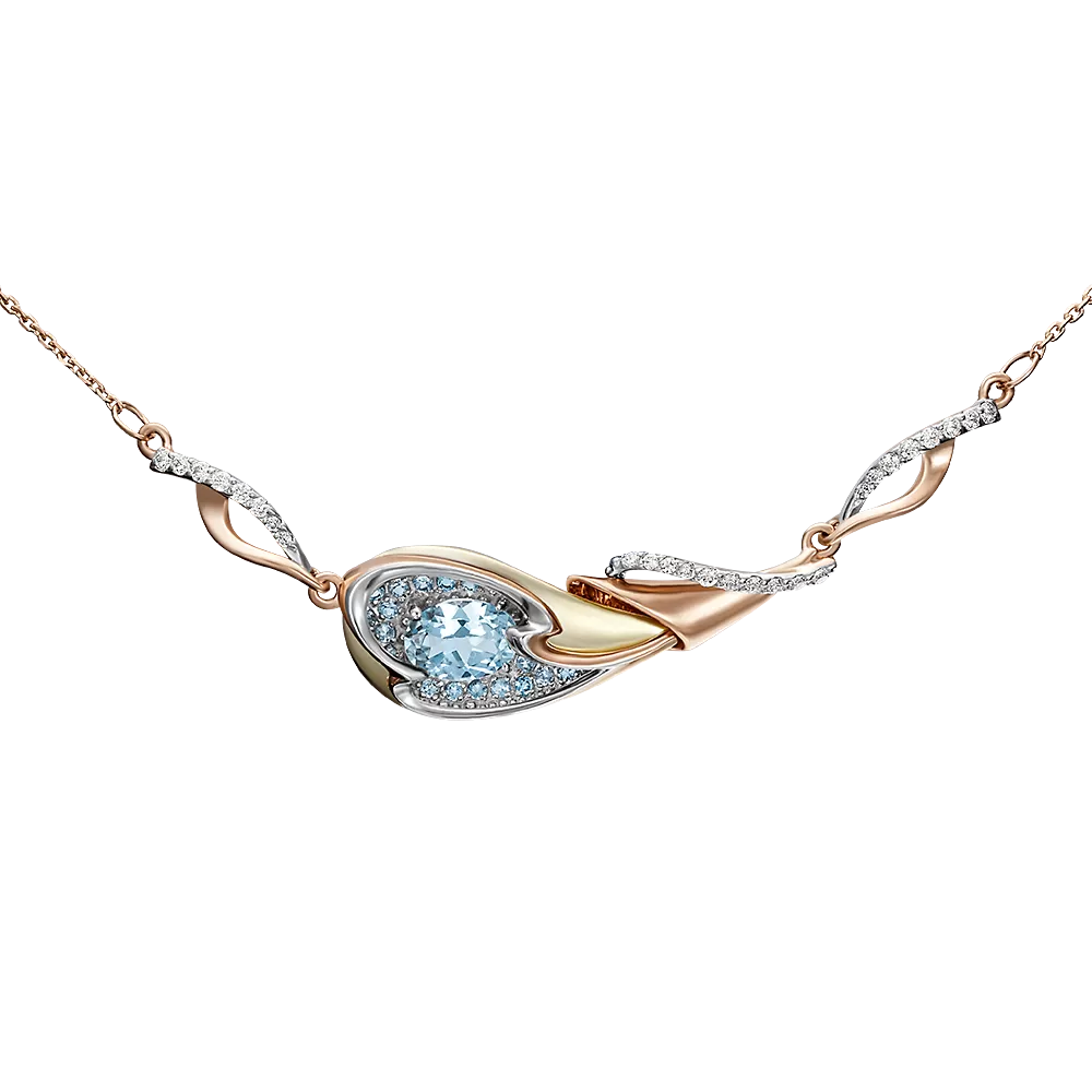 Колье из красного золота с топазами и натуральными топазами white 07-0204-00-201-1110-46