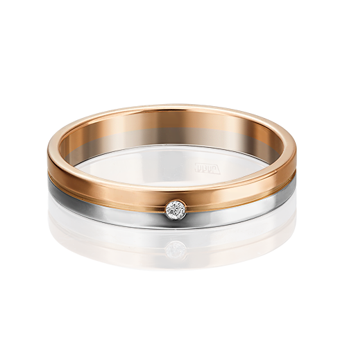 Обручальное кольцо из комбинированного золота с фианитом 01-3505-00-401-1111-21