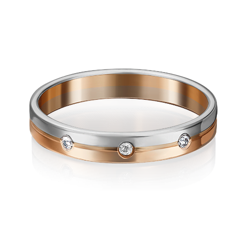 Обручальное кольцо из комбинированного золота с фианитами 01-3507-00-401-1111-21