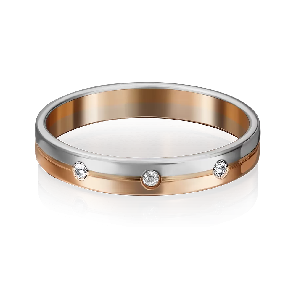 Обручальное кольцо из комбинированного золота с фианитами 01-3507-00-401-1111-21