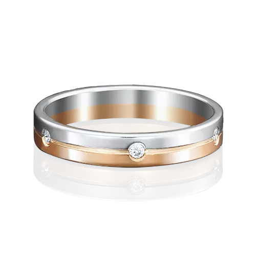Обручальное кольцо из комбинированного золота с фианитами 01-3508-00-401-1111-21