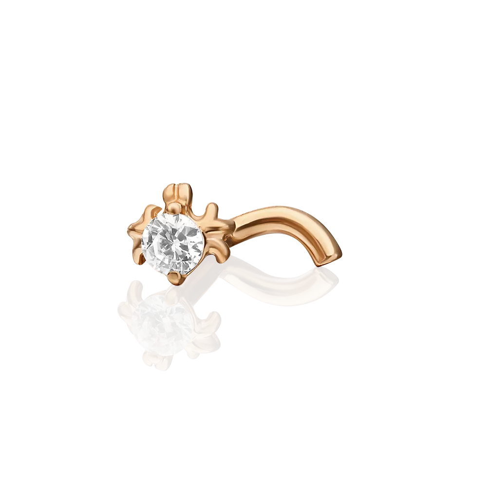 Пирсинг в нос «Жук» из красного золота с фианитом 06-1666-00-401-1110-03