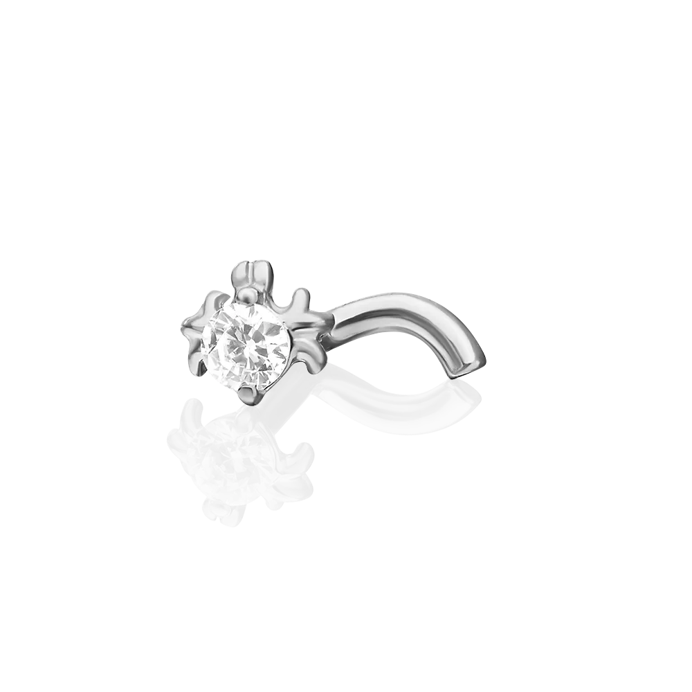 Пирсинг в нос «Жук» из белого золота с фианитом 06-1667-00-401-1120-03