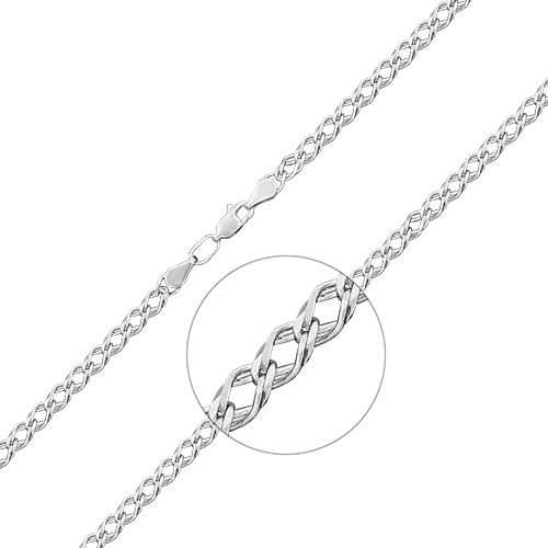 Цепь из белого золота с алмазной гранью (плетение «Двойной ромб») 21-0311-080-1120-17