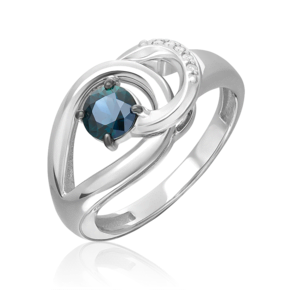 Кольцо из белого золота c сапфиром и бриллиантами 01-5722-00-105-1120