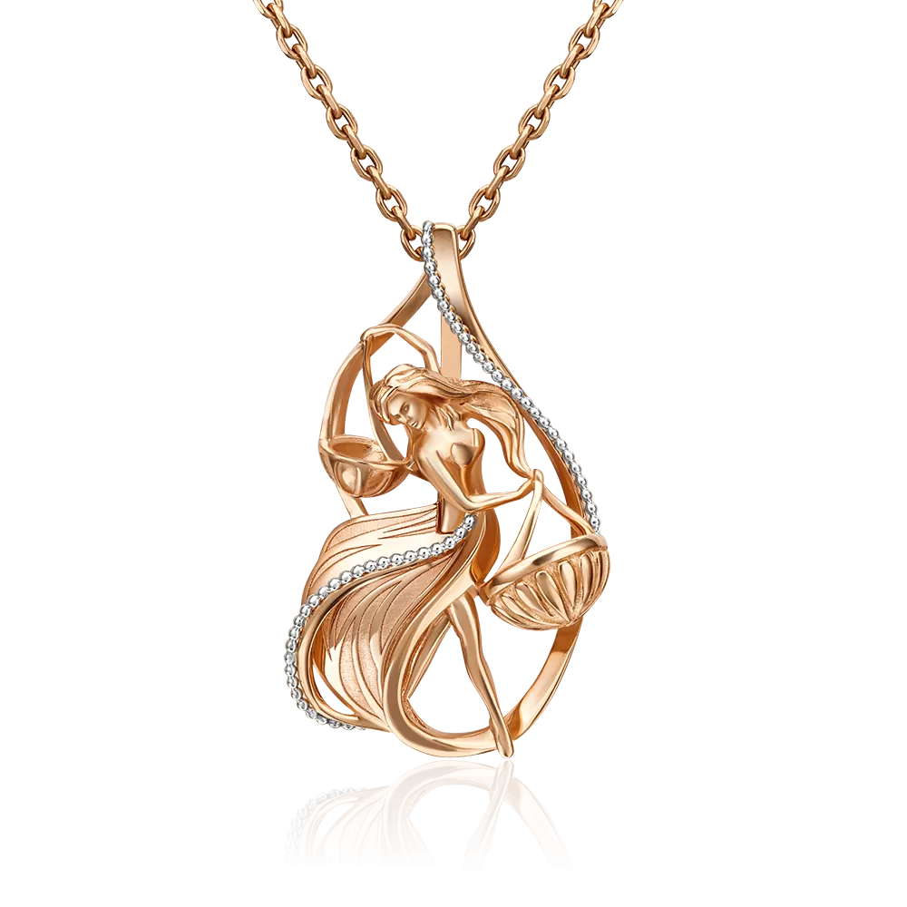 Подвеска «Знак зодиака Весы» из комбинированного золота 03-2814-06-000-1111-48