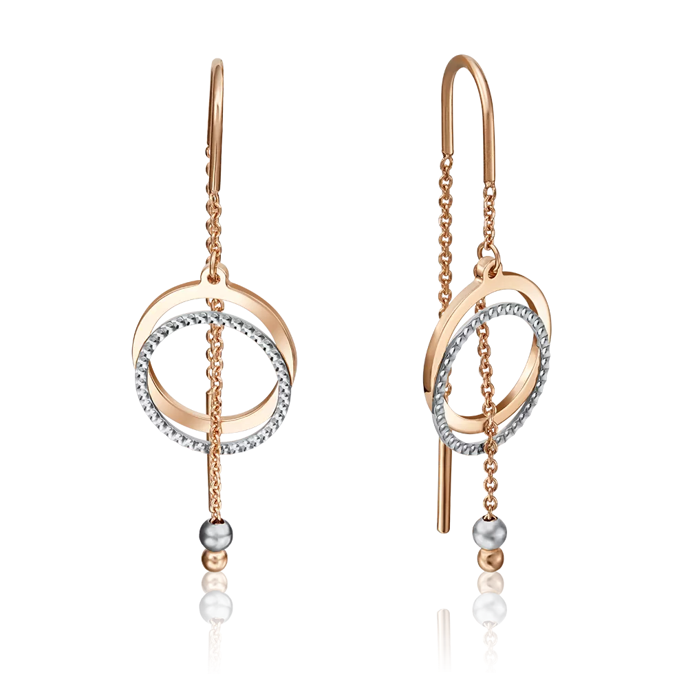 Серьги-продевки из комбинированного золота 02-4141-00-000-1111-04