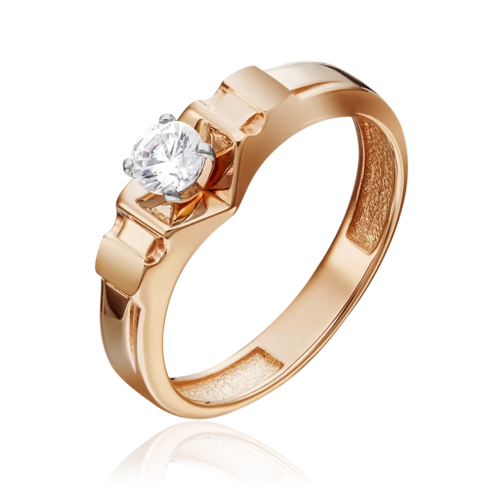 Кольцо из комбинированного золота с фианитом 01-5259-00-501-1111-38