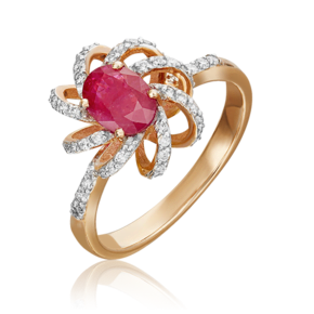 Кольцо из красного золота c рубином и бриллиантами 01-1347-00-107-1110-30