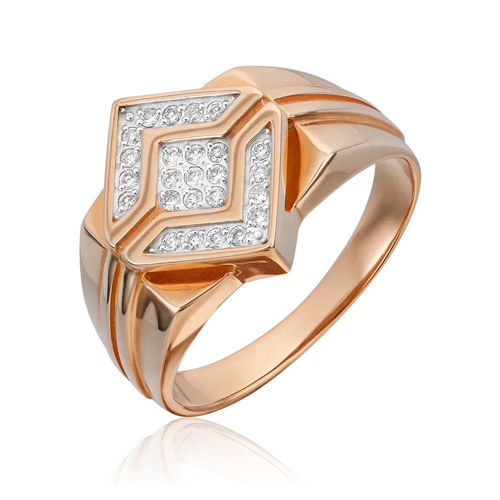 Печатка из красного золота с бриллиантами 01-1783-00-101-1110-30