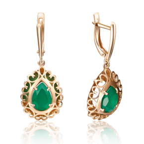 Серьги с английским замком из красного золота c халцедоном 02-3599-00-274-1110-47