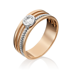 Кольцо из комбинированного золота c фианитом 01-5347-00-501-1111-38
