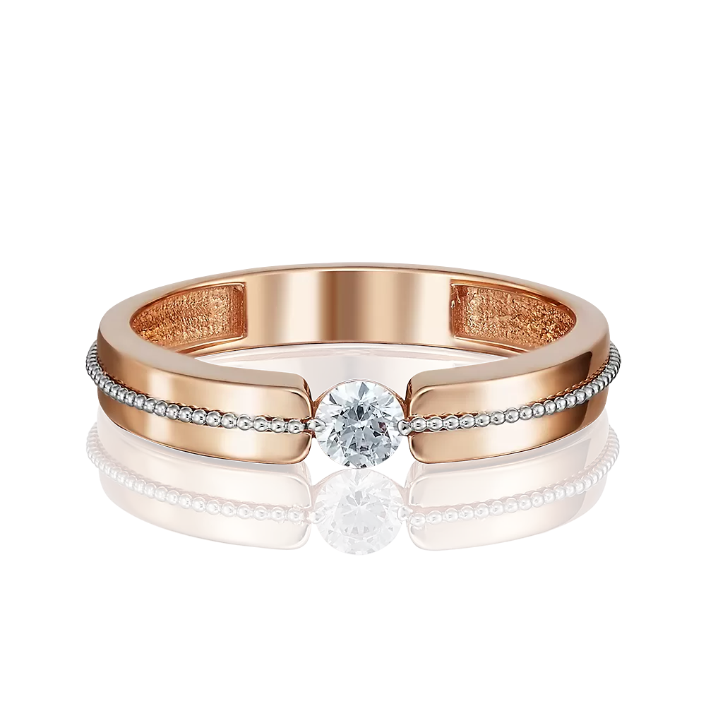 Помолвочное кольцо из красного золота с бриллиантом 01-5120-00-101-1110-30