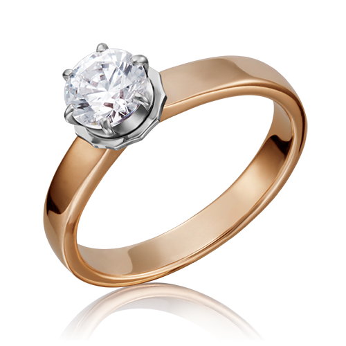 Помолвочное кольцо из комбинированного золота с фианитом 01-5178-00-501-1111-38