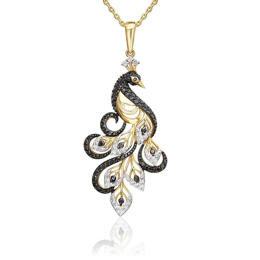 Подвеска «Павлин» из лимонного золота с фианитами 03-2207-00-403-1130-52