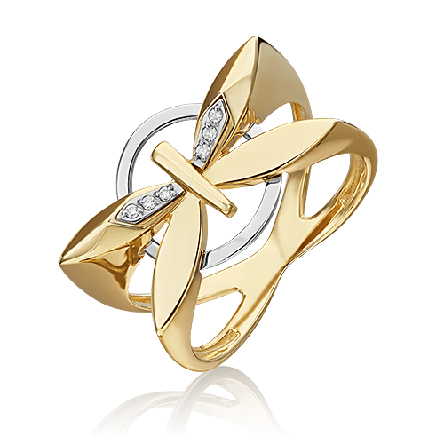 Кольцо «Стрекоза. Ценность настоящего» из комбинированного золота с бриллиантами 01-5493-00-101-1121