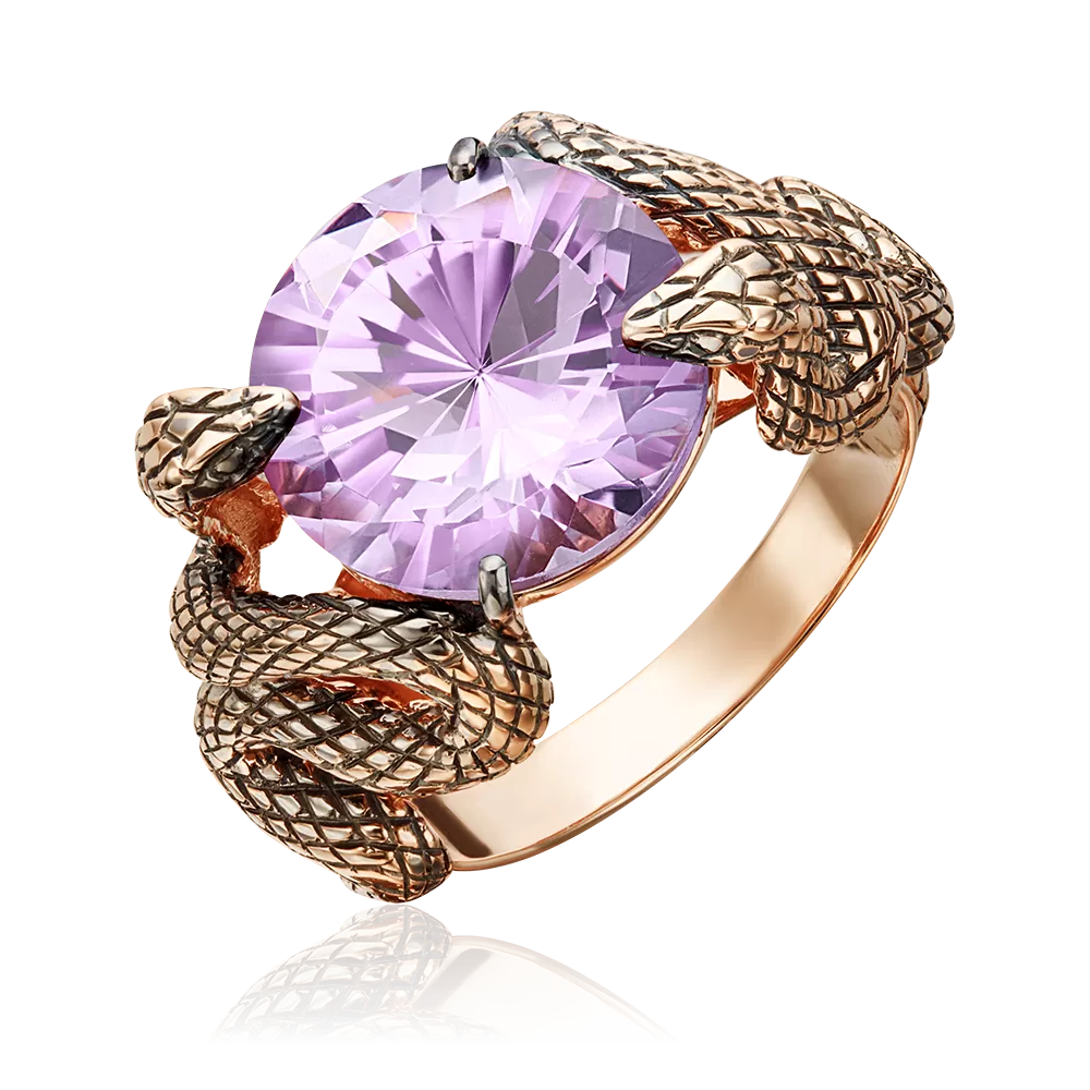 Кольцо «Хранительницы сокровища» из красного золота с аметистом 01-5445-00-203-1110