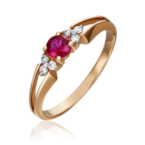 Кольцо из красного золота с рубином и бриллиантом 01-0569-00-107-1110-30