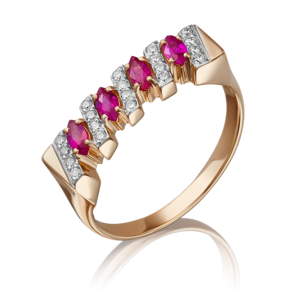 Кольцо из красного золота с рубином и бриллиантом 01-0571-00-107-1110-30