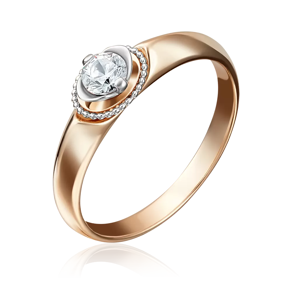 Помолвочное кольцо из красного золота с бриллиантом 01-5132-00-101-1110-30