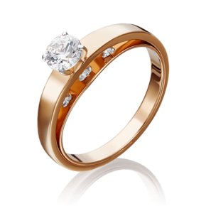 Помолвочное кольцо из красного золота с фианитами 01-5258-00-501-1110-38