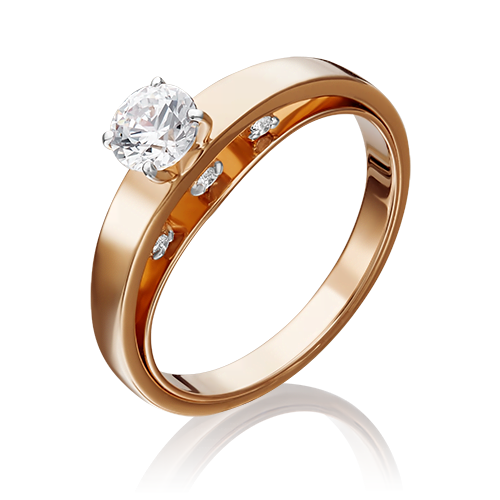 Помолвочное кольцо из красного золота с фианитами 01-5258-00-501-1110-38