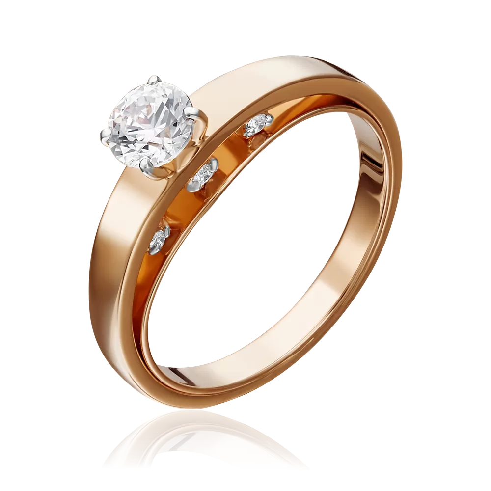 Помолвочное кольцо из красного золота с фианитами 01-5258-00-501-1110-38